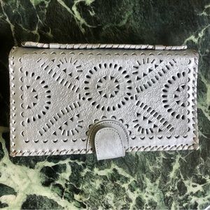 Cleobella Mexicans Silver Leather Clutch Wallet
